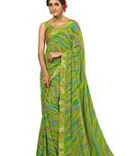 Light green printed georgette saree with blouse