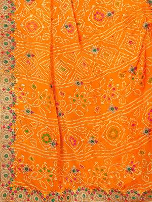 Yellow embroidered georgette saree with blouse 4