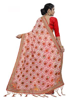 Pink embroidered georgette saree with blouse 3