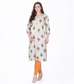 Grey printed rayon long-kurtis