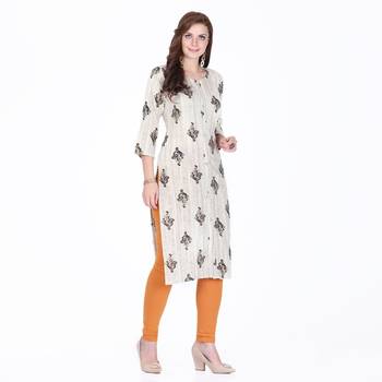 Grey printed rayon long-kurtis 3