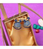 Traditional Gold Plated Enamelled Blue Jhumka And Hoop Baali Earring