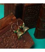 Traditional Gold Plated Enamelled Green Jhumka And Hoop Baali Earring
