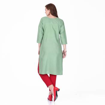 Green printed cotton long-kurtis 2