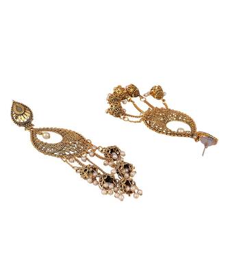 Traditional Antique Polish Partywear Sdesigner Drop earring With tasselles 3
