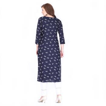 Blue printed cotton long-kurtis 2