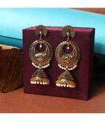 Traditional Antique Polish Partywear Peacock Chandbali Jhumka