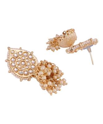 Gold Plated Partywear Kundan studded Designer Jhumka/jhumki Earring 3