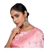 Gold Plated Partywear Meenakari Kundan studded Pastel Colour Earring