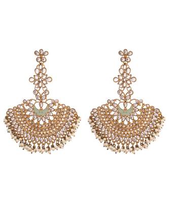 Gold Plated Partywear Meenakari Kundan studded Pastel Colour Earring 2