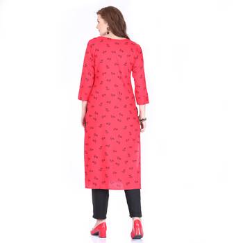 Red printed rayon long-kurtis 2