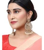 Gold Plated Partywear Kundan studded Designer Drop Earring Earring