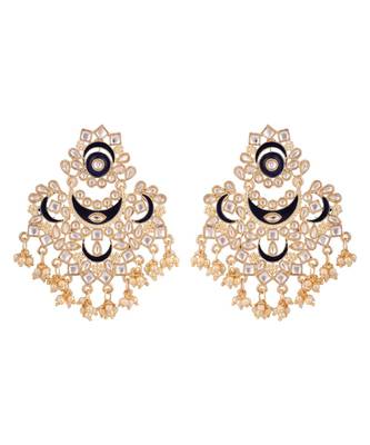 Gold Plated Partywear Meenakari Kundan studdedBlue Colour Earring 2