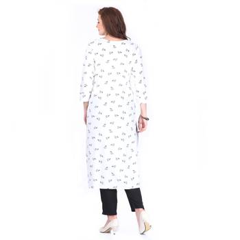 White printed rayon long-kurtis 2