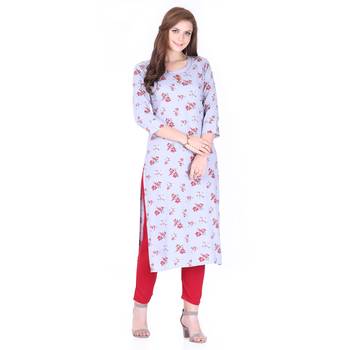 Blue printed rayon long-kurtis 1