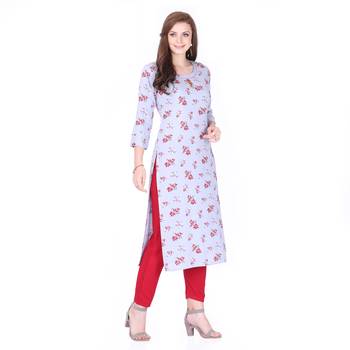 Blue printed rayon long-kurtis 3