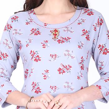 Blue printed rayon long-kurtis 4