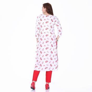 White printed rayon long-kurtis 2