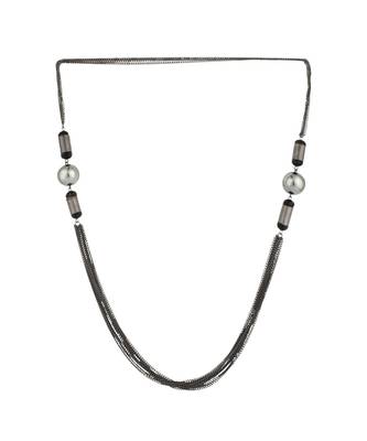Stylish Multi Strand Black Long Chain Partywear Necklace 2