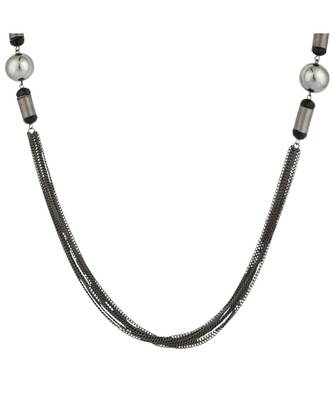 Stylish Multi Strand Black Long Chain Partywear Necklace 3