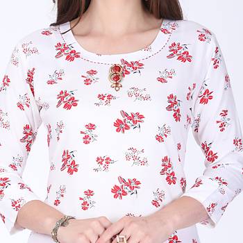 White printed rayon long-kurtis 4
