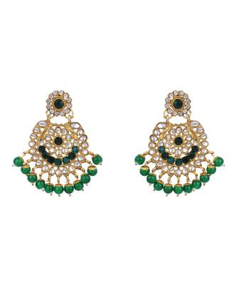 Traditonal Gold Plated Green Stone Studded Choker with Earring Maagtika 5