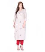 Grey printed rayon long-kurtis