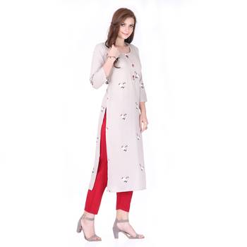 Grey printed rayon long-kurtis 3