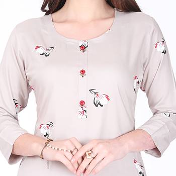 Grey printed rayon long-kurtis 4