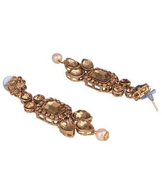 Traditonal Gold Plated Gold Stone Studded Choker with Earring Maagtika 7