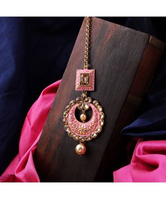 Traditional Gold Plated Stone Studded Meenakari Maangtika 1