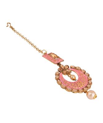 Traditional Gold Plated Stone Studded Meenakari Maangtika 3