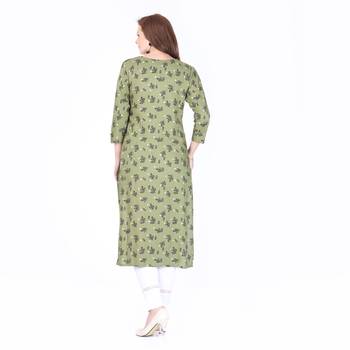 Green printed rayon long-kurtis 2