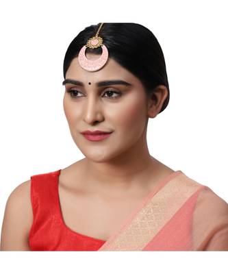 Traditional Gold Plated Stone Studded Meenakari Maangtika 1