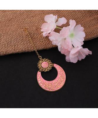 Traditional Gold Plated Stone Studded Meenakari Maangtika 3