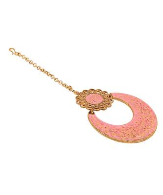 Traditional Gold Plated Stone Studded Meenakari Maangtika 4