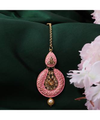 Traditional Gold Plated Stone Studded Meenakari Maangtika 1