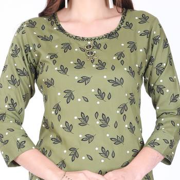 Green printed rayon long-kurtis 4