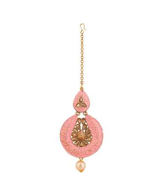 Traditional Gold Plated Stone Studded Meenakari Maangtika 2