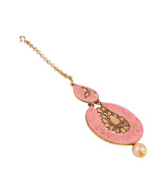Traditional Gold Plated Stone Studded Meenakari Maangtika 4