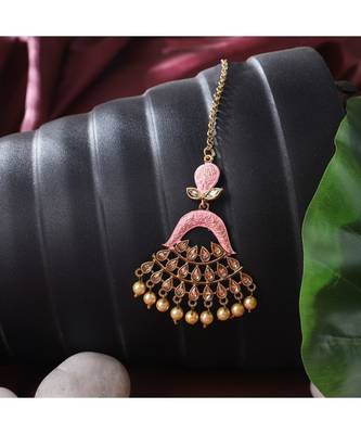 Traditional Gold Plated Stone Studded Meenakari Maangtika 1