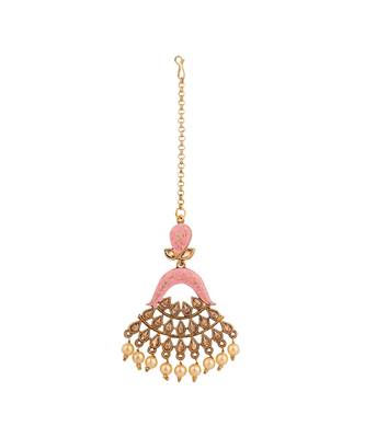 Traditional Gold Plated Stone Studded Meenakari Maangtika 2