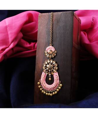 Traditional Gold Plated Stone Studded Meenakari Maangtika 1