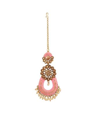 Traditional Gold Plated Stone Studded Meenakari Maangtika 2