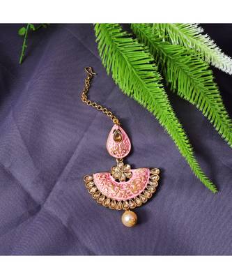 Traditional Gold Plated Stone Studded Meenakari Maangtika 1