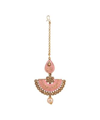 Traditional Gold Plated Stone Studded Meenakari Maangtika 2