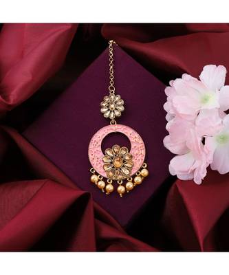 Traditional Gold Plated Stone Studded Meenakari Maangtika 1