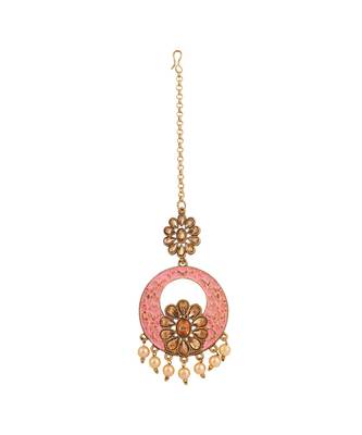 Traditional Gold Plated Stone Studded Meenakari Maangtika 2