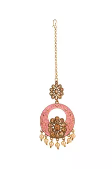 Traditional Gold Plated Stone Studded Meenakari Maangtika
