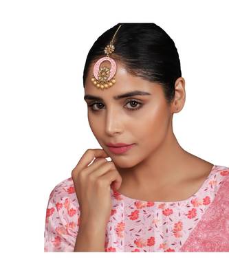 Traditional Gold Plated Stone Studded Meenakari Maangtika 3